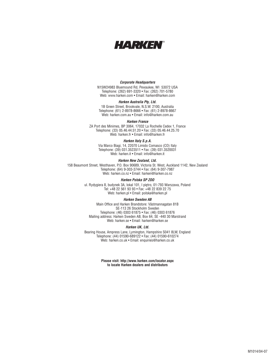 Harken C8436 MKIV Jib Reefing & Furling User Manual | Page 20 / 20