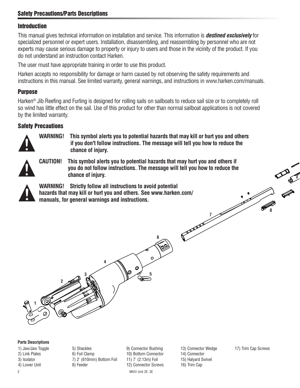 Harken 7412.13 12V MKIV Electric Jib Reefing & Furling User Manual | Page 2 / 48