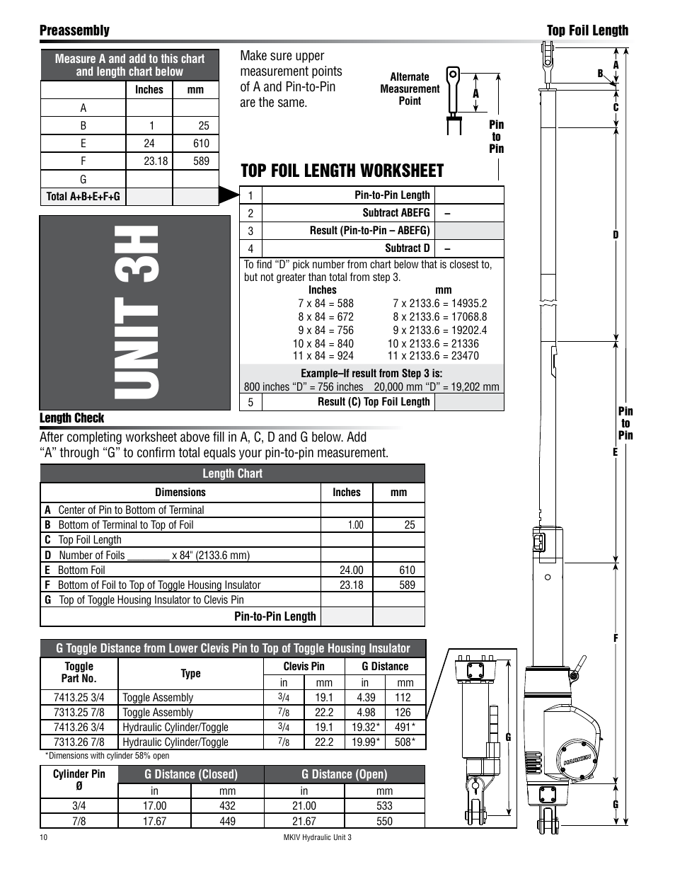 Unit 3h, Top foil length worksheet | Harken 7413.15 MKIV Hydraulic Jib Reefing & Furling User Manual | Page 10 / 40