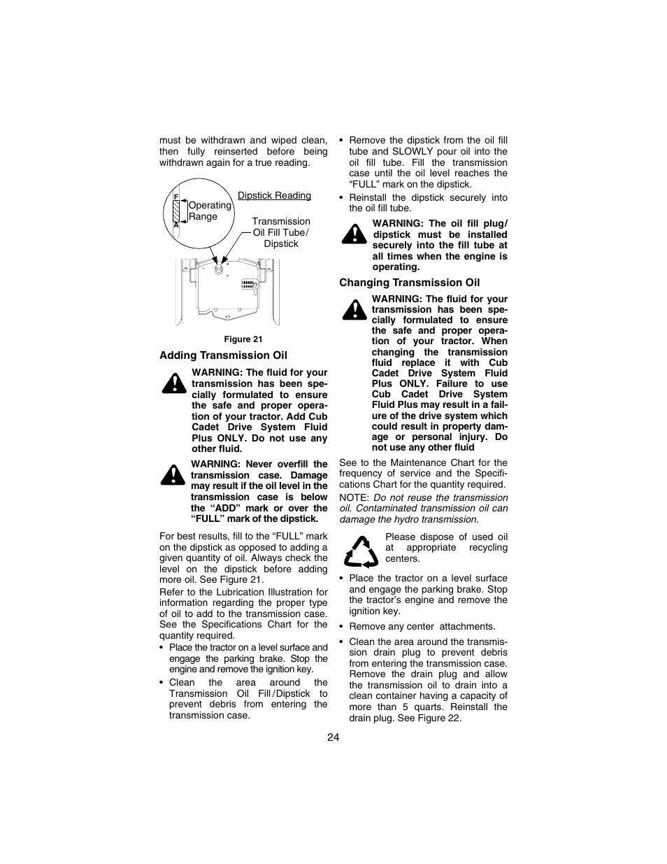 Cub Cadet 3235 User Manual | Page 24 / 44