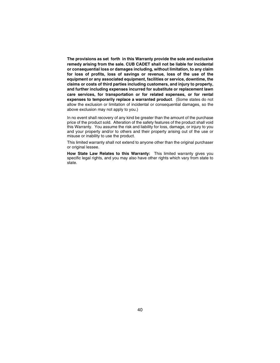 Cub Cadet 3235 User Manual | Page 40 / 44