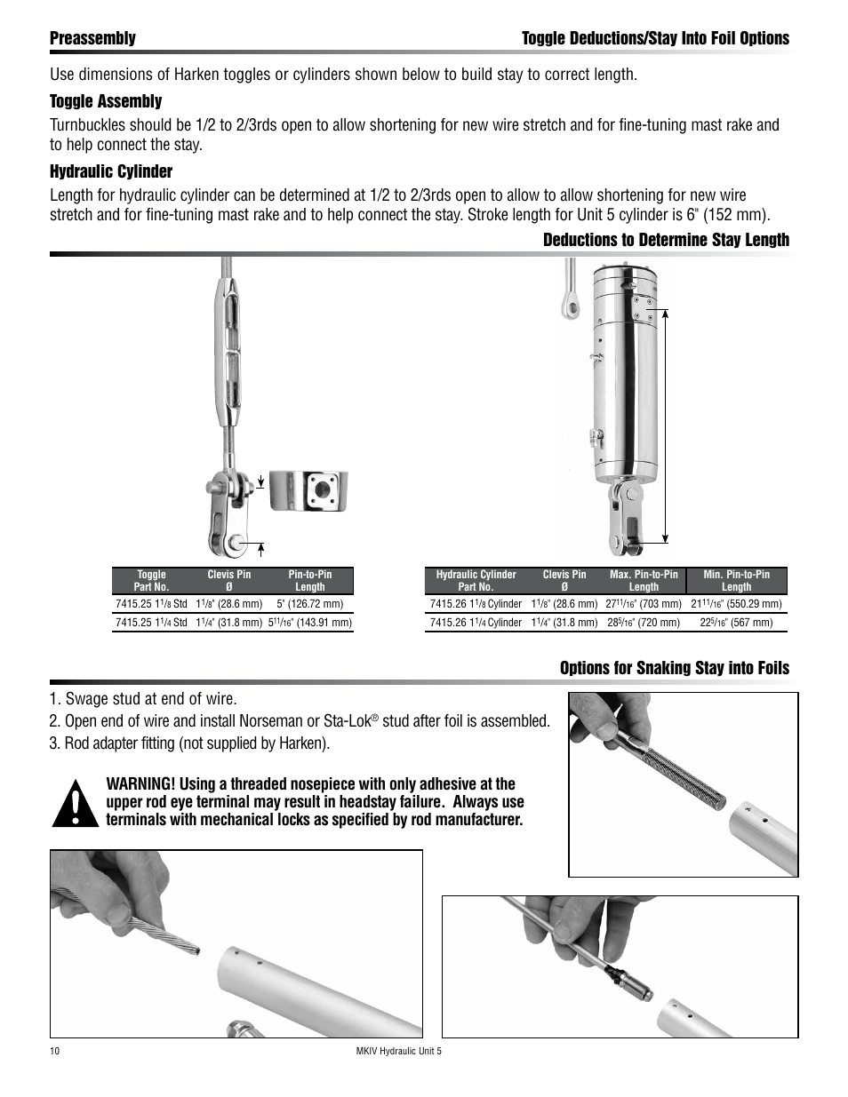 Deductions to determine stay length | Harken 7415.15S MKIV Hydraulic Jib Reefing & Furling User Manual | Page 10 / 36