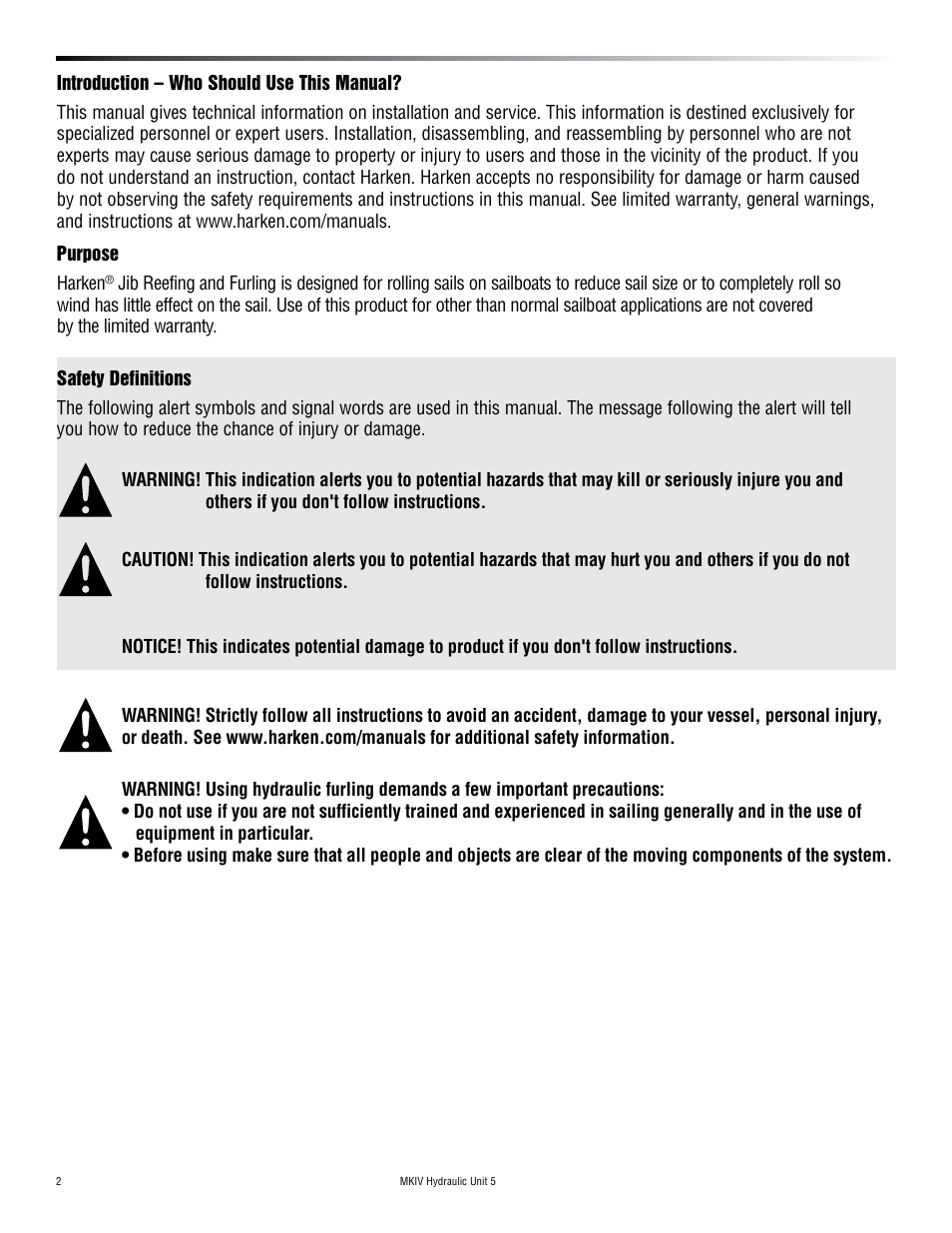 Harken 7415.15S MKIV Hydraulic Jib Reefing & Furling User Manual | Page 2 / 36
