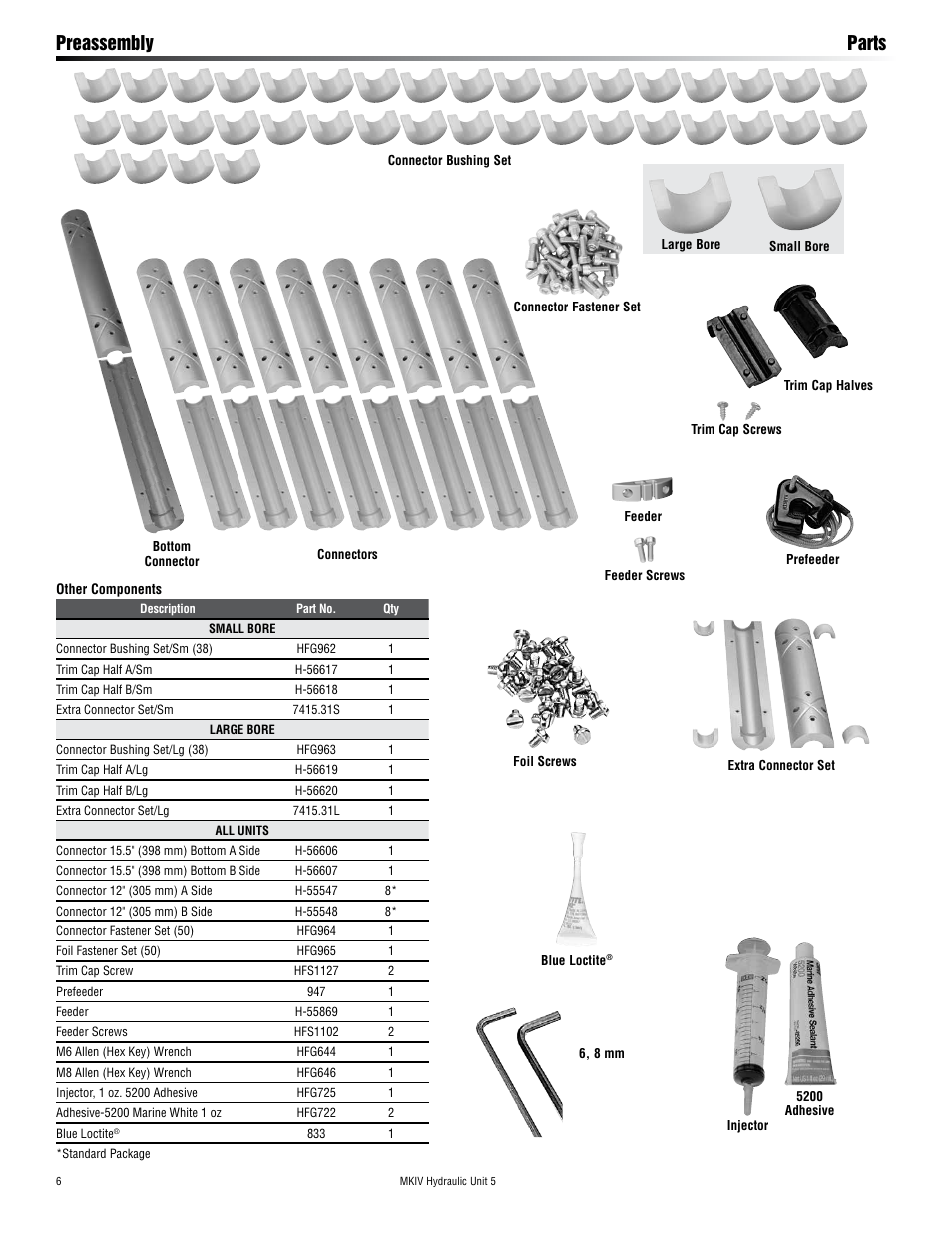 Preassembly parts | Harken 7415.15S MKIV Hydraulic Jib Reefing & Furling User Manual | Page 6 / 36