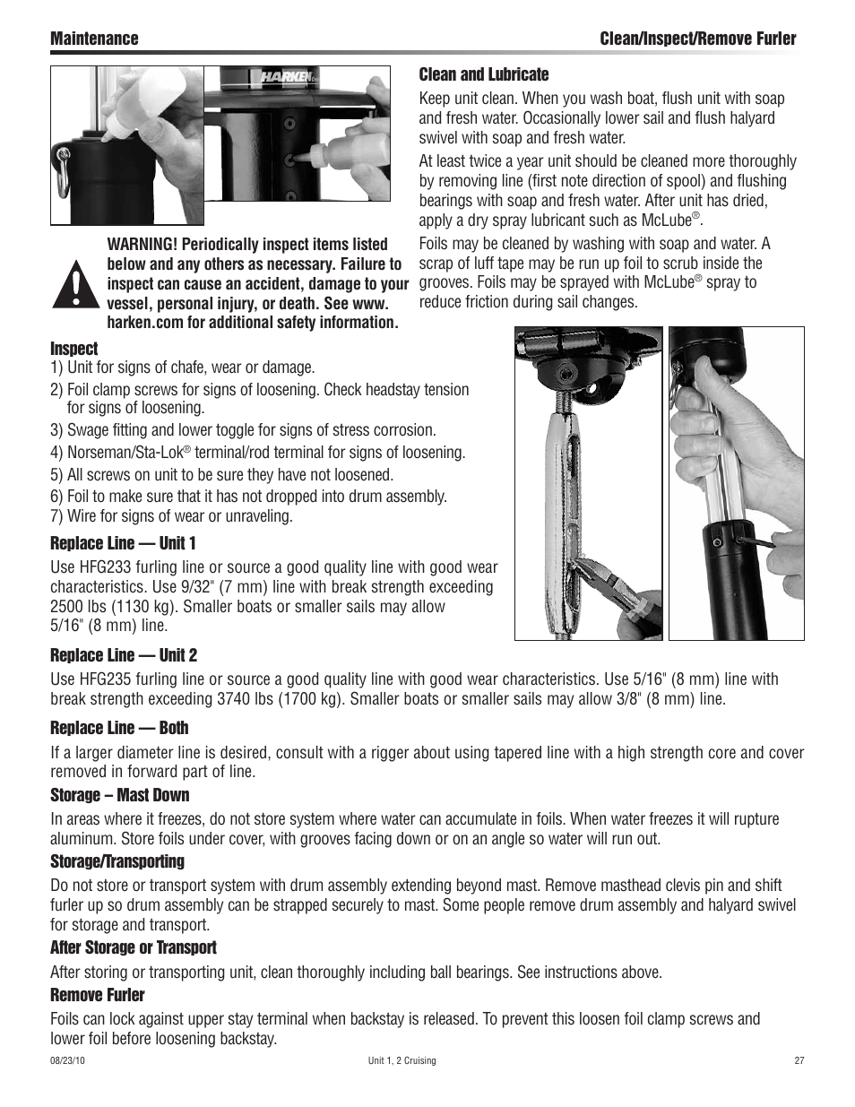 Harken 7311.10 Cruising Jib Reefing & Furling User Manual | Page 27 / 36