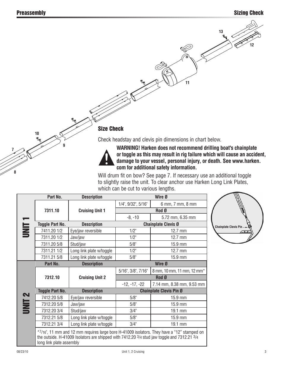 Unit 1, Unit 2 | Harken 7311.10 Cruising Jib Reefing & Furling User Manual | Page 3 / 36