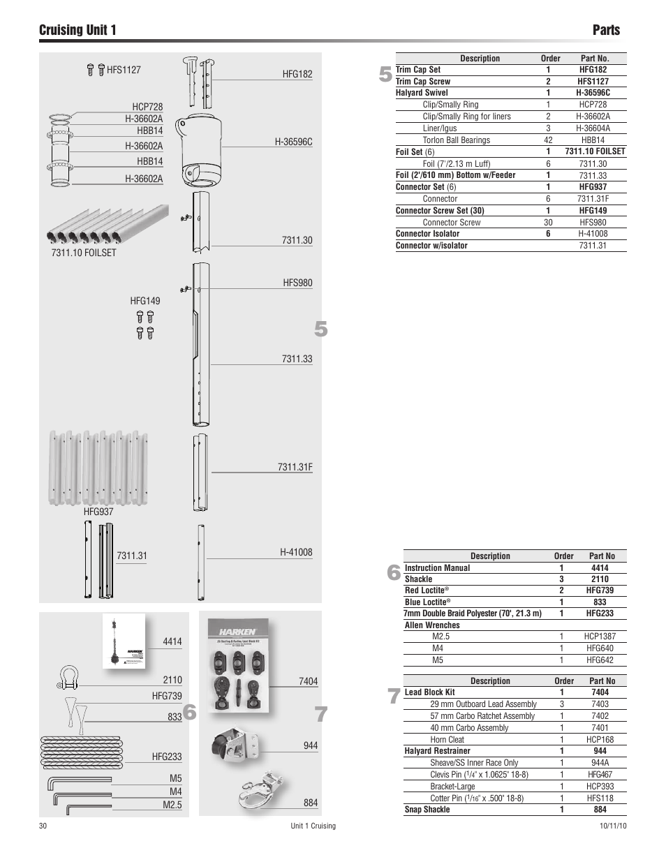 Cruising unit 1 parts | Harken 7311.10 Cruising Jib Reefing & Furling User Manual | Page 30 / 36