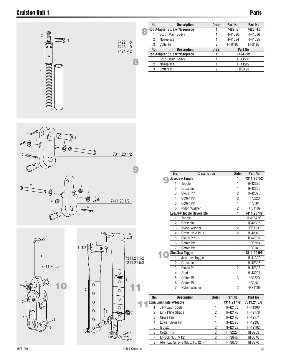 Cruising unit 1 parts | Harken 7311.10 Cruising Jib Reefing & Furling User Manual | Page 31 / 36