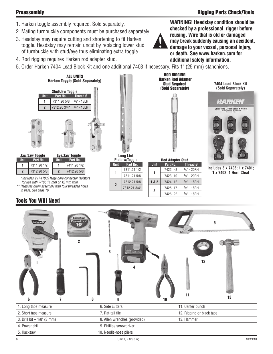 Harken 7311.10 Cruising Jib Reefing & Furling User Manual | Page 6 / 36