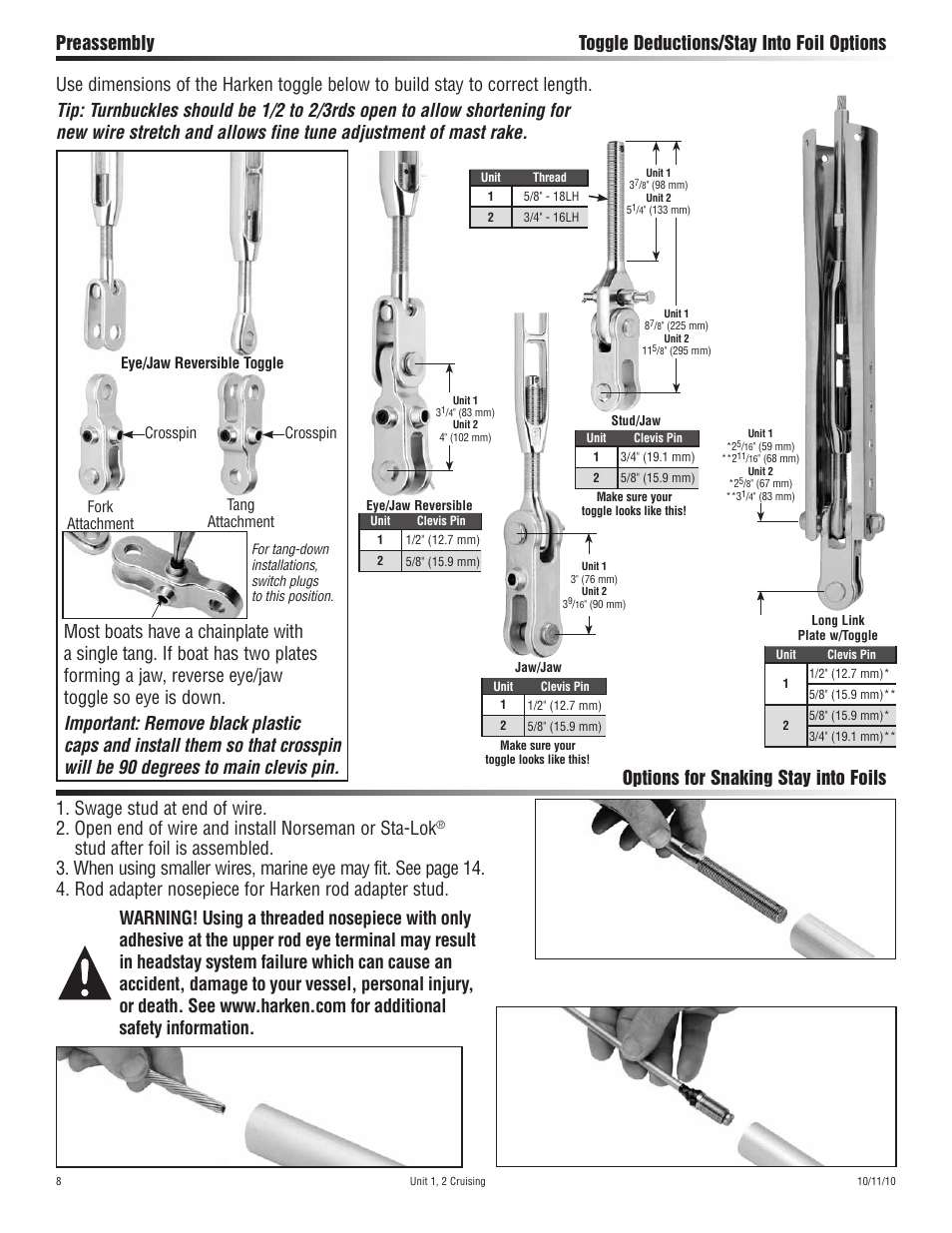 Options for snaking stay into foils | Harken 7311.10 Cruising Jib Reefing & Furling User Manual | Page 8 / 36