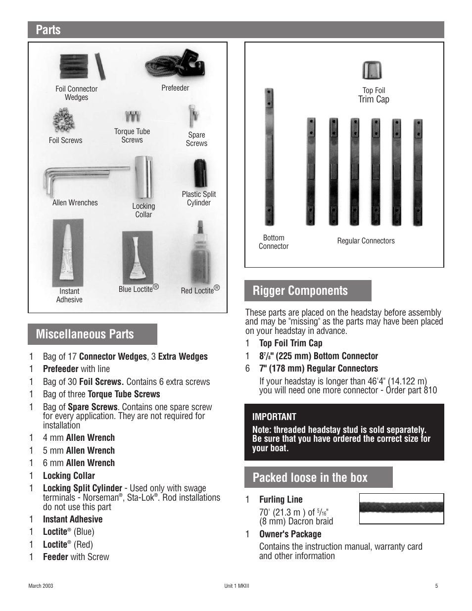 Parts | Harken 882 MKIII Jib Reefing & Furling User Manual | Page 10 / 79