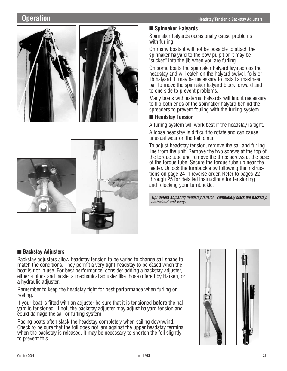 Operation | Harken 882 MKIII Jib Reefing & Furling User Manual | Page 62 / 79