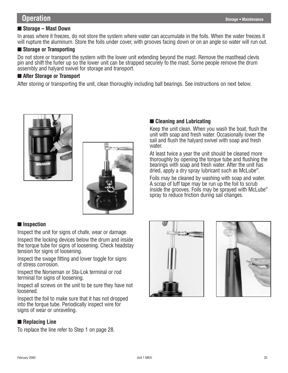 Operation | Harken 882 MKIII Jib Reefing & Furling User Manual | Page 70 / 79