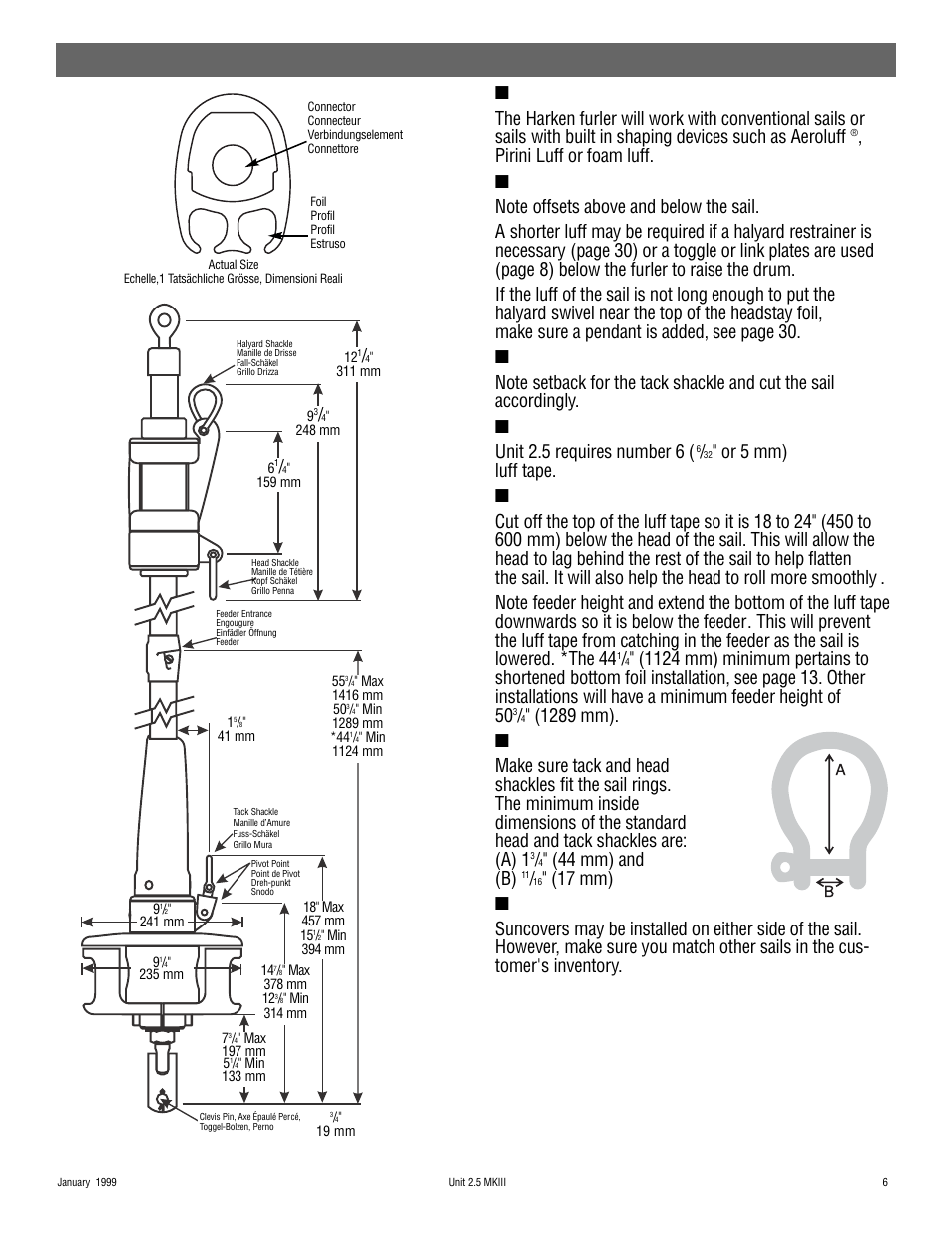 Sailmaker instructions, 44 mm) and (b) | Harken 948 MKIII Jib Reefing & Furling User Manual | Page 11 / 78