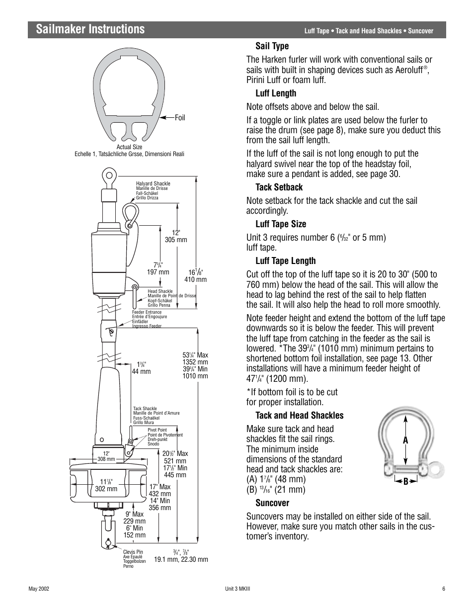 Sailmaker instructions, 48 mm) (b) | Harken 1036 MKIII Jib Reefing & Furling User Manual | Page 11 / 78