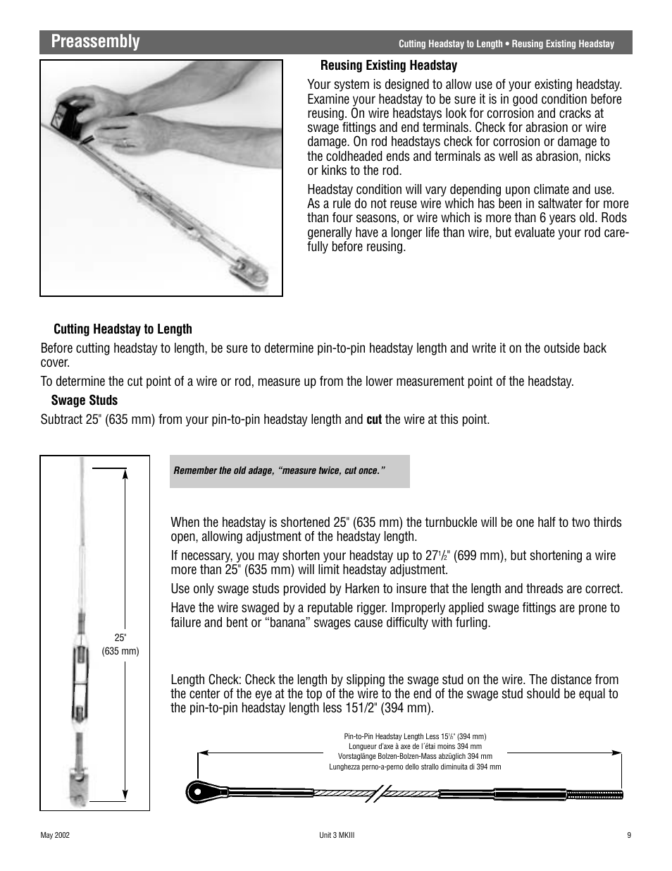 Preassembly | Harken 1036 MKIII Jib Reefing & Furling User Manual | Page 17 / 78