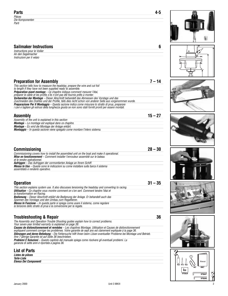 Harken 1036 MKIII Jib Reefing & Furling User Manual | Page 3 / 78