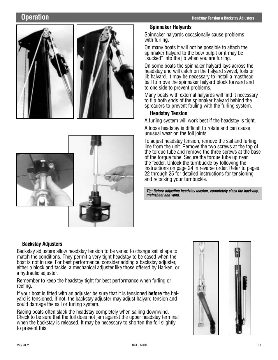 Operation | Harken 1036 MKIII Jib Reefing & Furling User Manual | Page 61 / 78