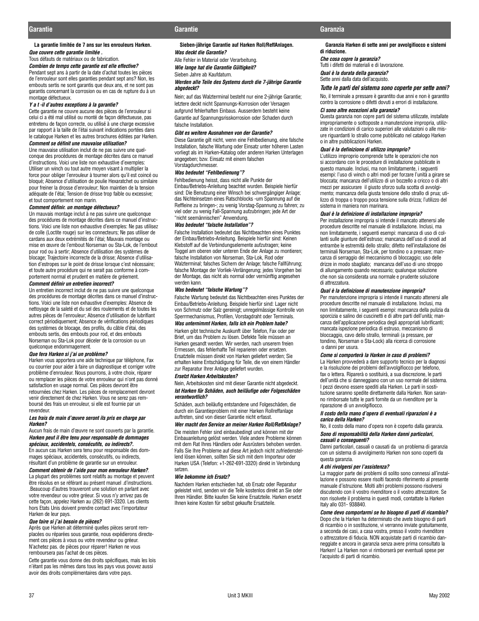 Harken 1036 MKIII Jib Reefing & Furling User Manual | Page 74 / 78