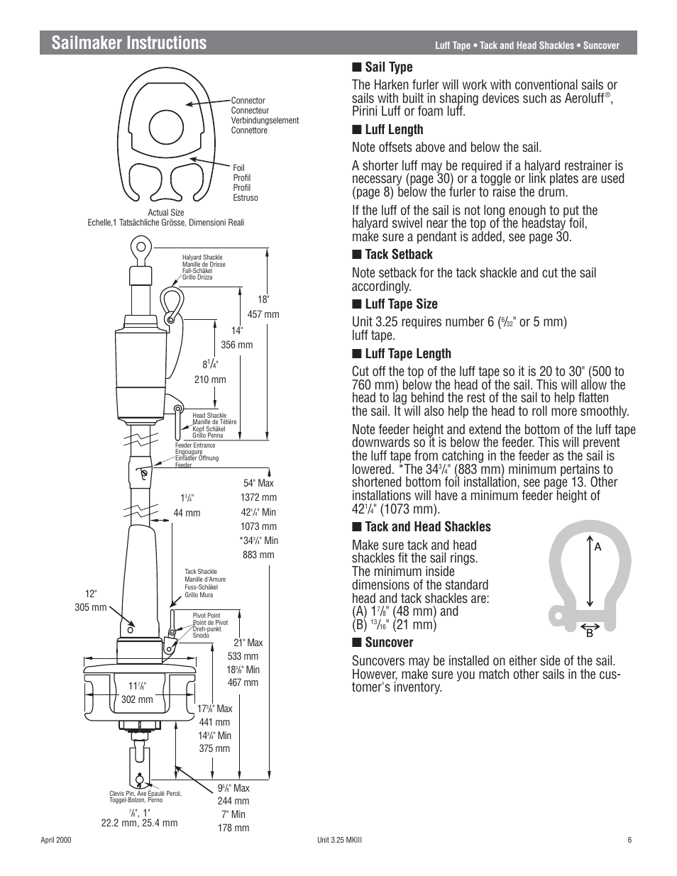 Sailmaker instructions, 48 mm) and (b) | Harken 1080 MKIII Jib Reefing & Furling User Manual | Page 11 / 78