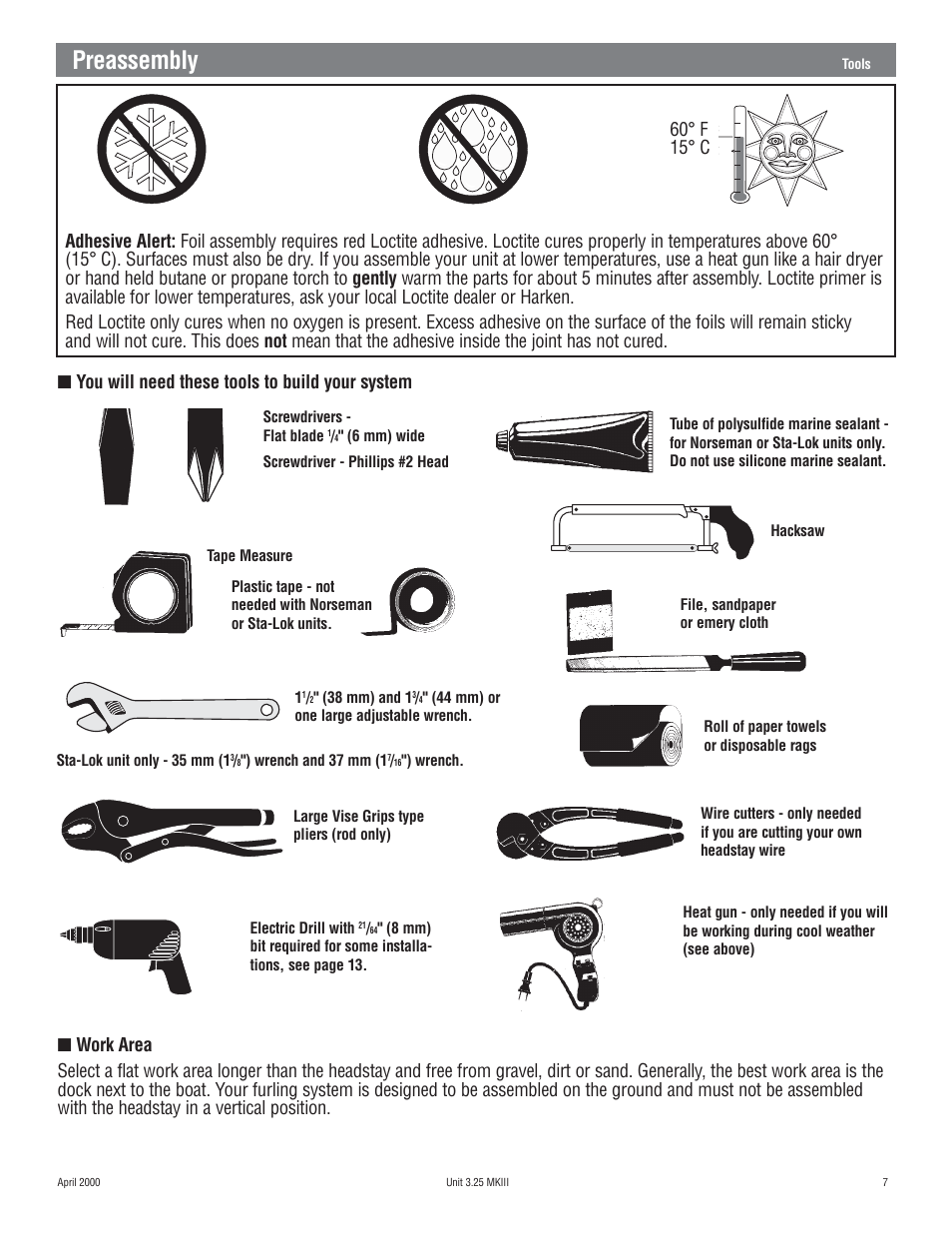 Preassembly, 60° f 15° c | Harken 1080 MKIII Jib Reefing & Furling User Manual | Page 13 / 78