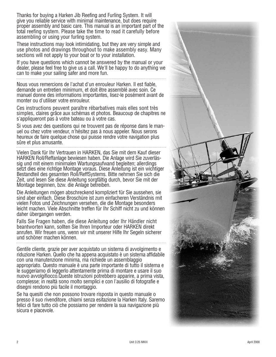 Harken 1080 MKIII Jib Reefing & Furling User Manual | Page 2 / 78