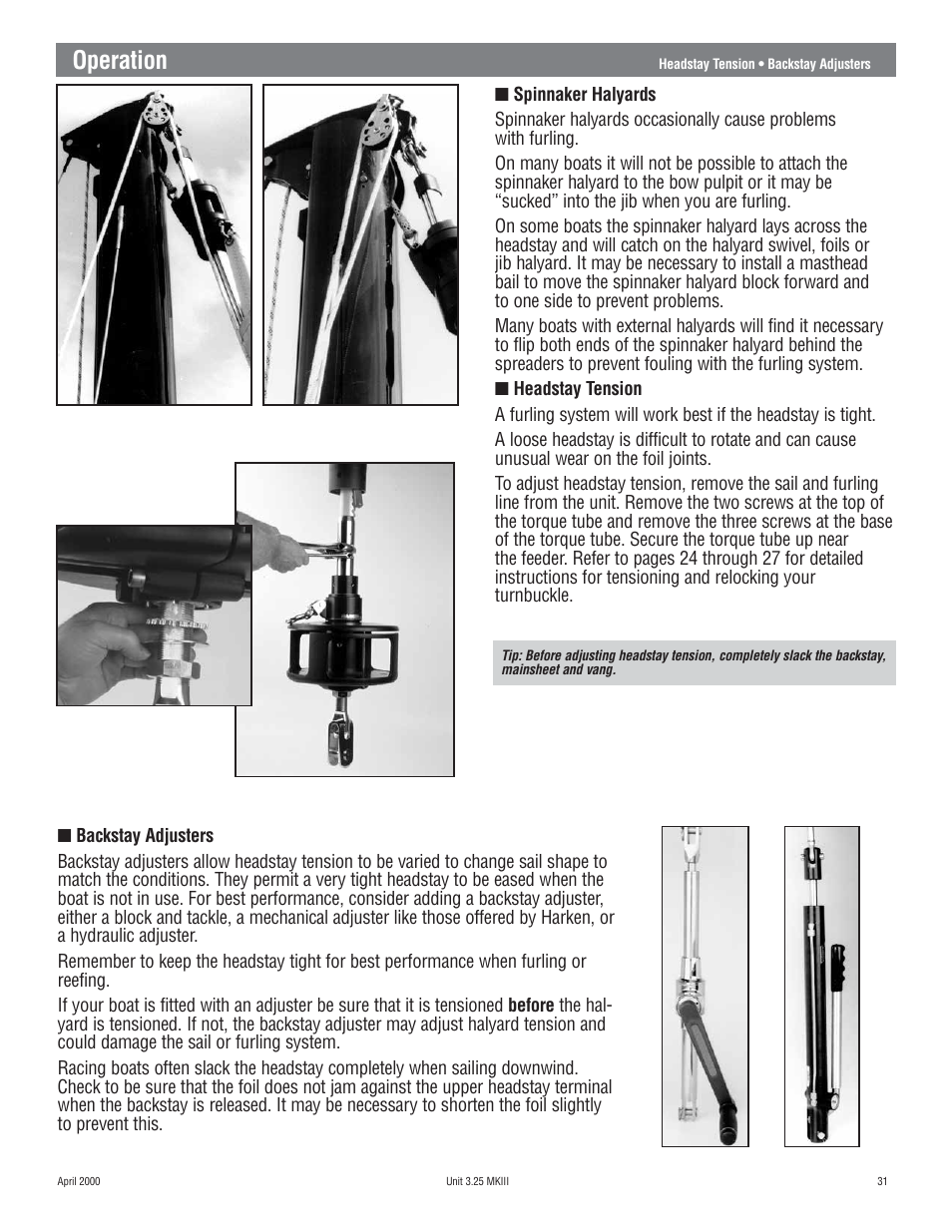 Operation | Harken 1080 MKIII Jib Reefing & Furling User Manual | Page 61 / 78