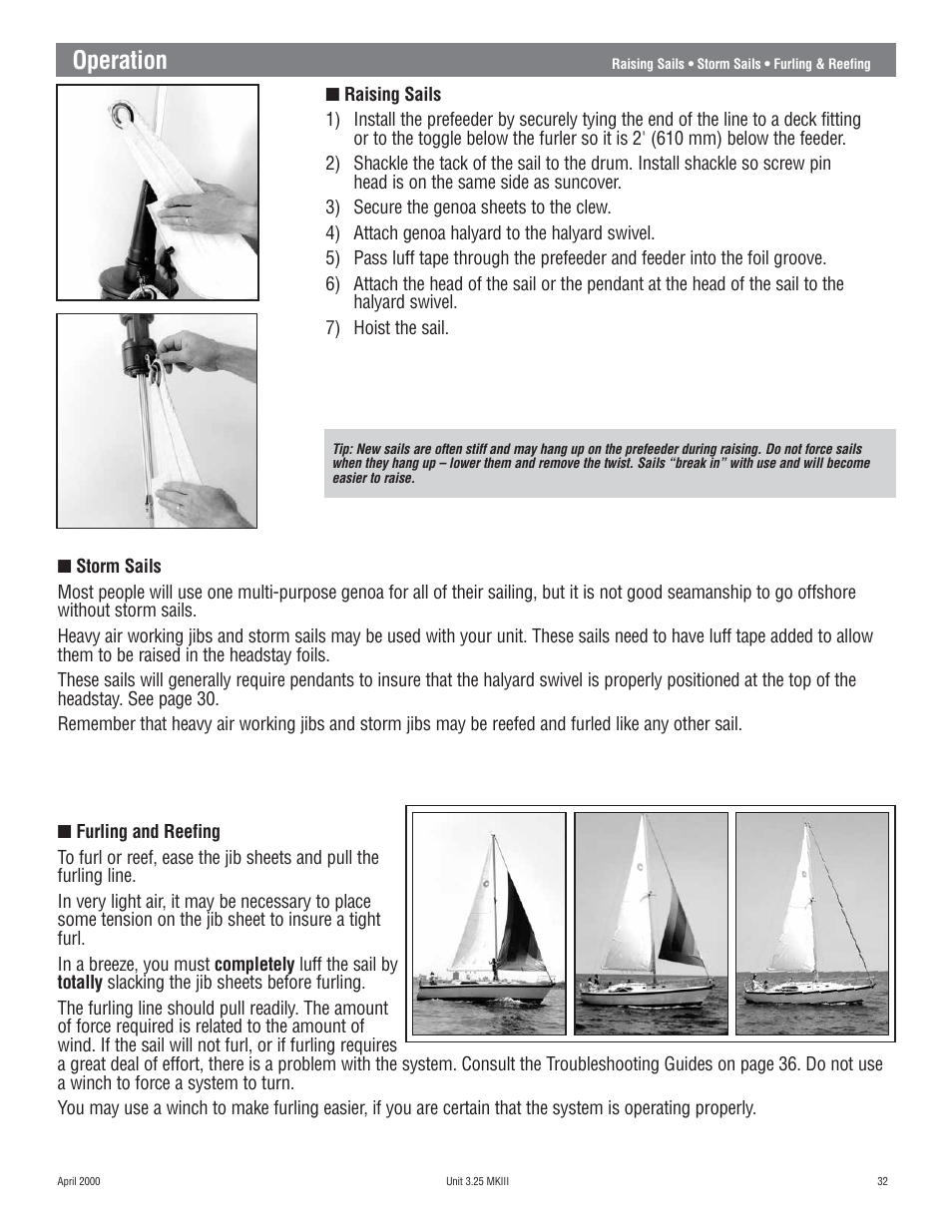 Operation | Harken 1080 MKIII Jib Reefing & Furling User Manual | Page 63 / 78