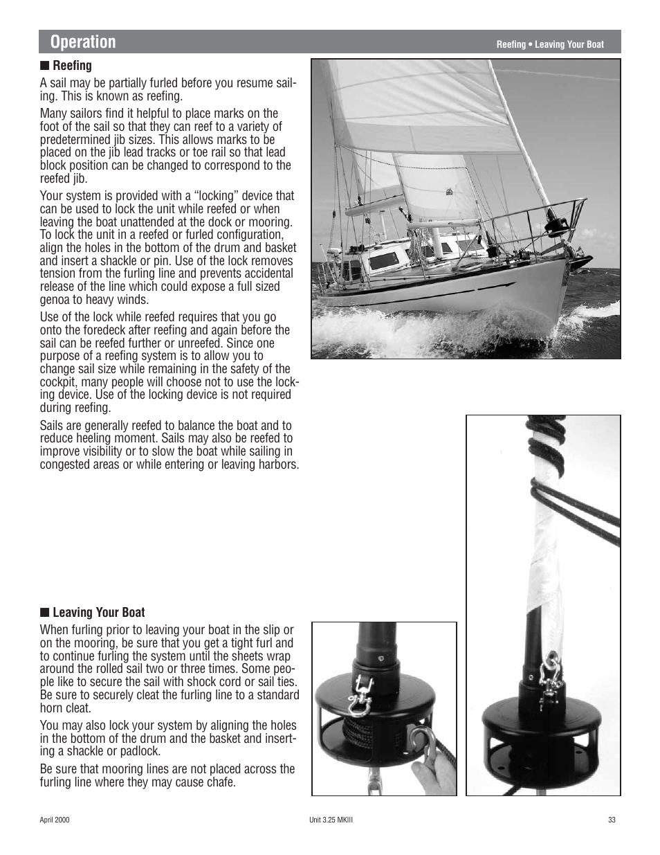 Operation | Harken 1080 MKIII Jib Reefing & Furling User Manual | Page 65 / 78