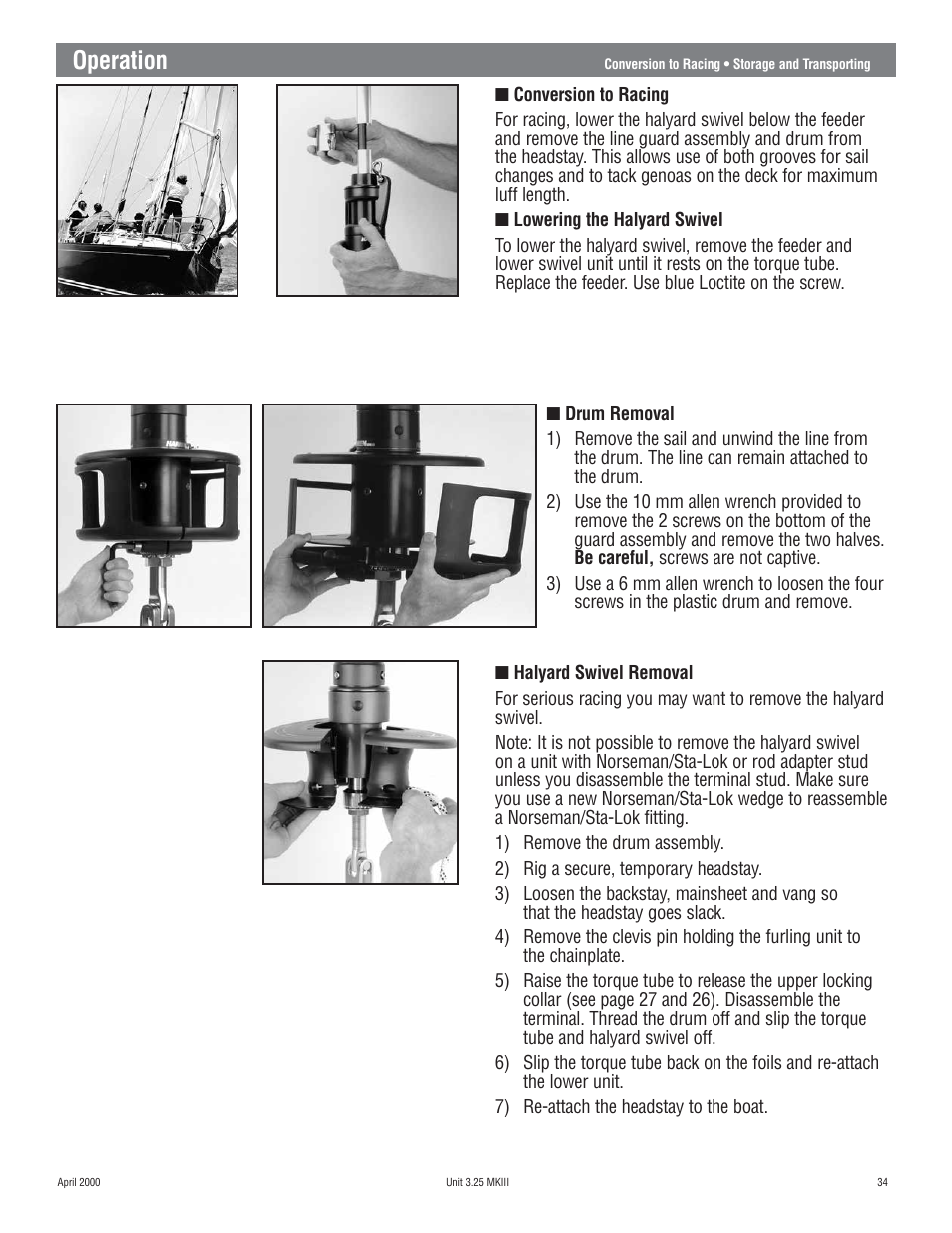 Operation | Harken 1080 MKIII Jib Reefing & Furling User Manual | Page 67 / 78