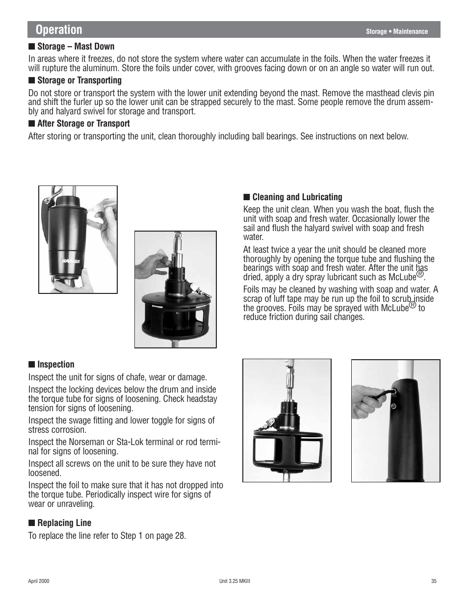 Operation | Harken 1080 MKIII Jib Reefing & Furling User Manual | Page 69 / 78