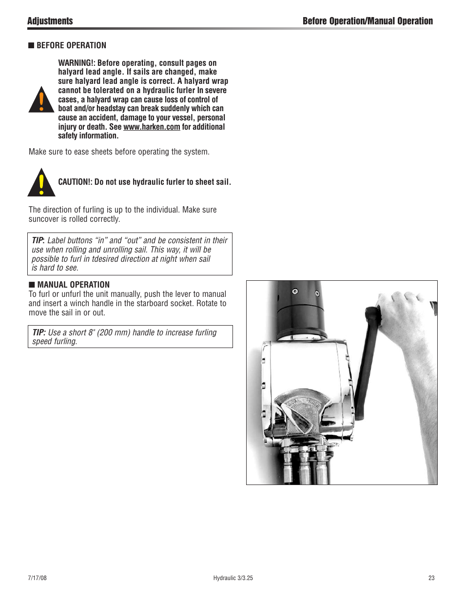Harken 1027 MKIII Hydraulic Jib Reefing & Furling User Manual | Page 23 / 24