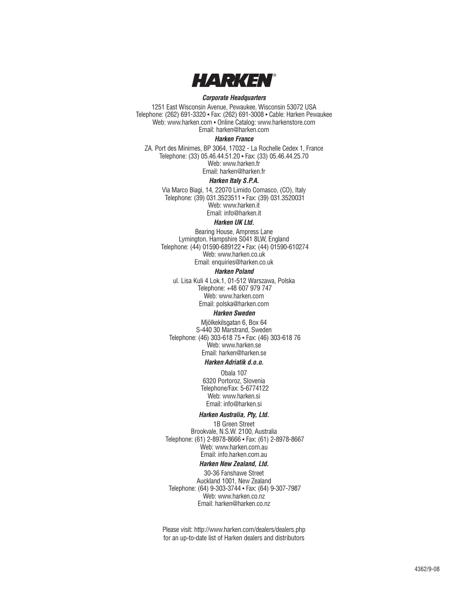 Harken 1093 Carbon Jib Reefing & Furling User Manual | Page 18 / 18