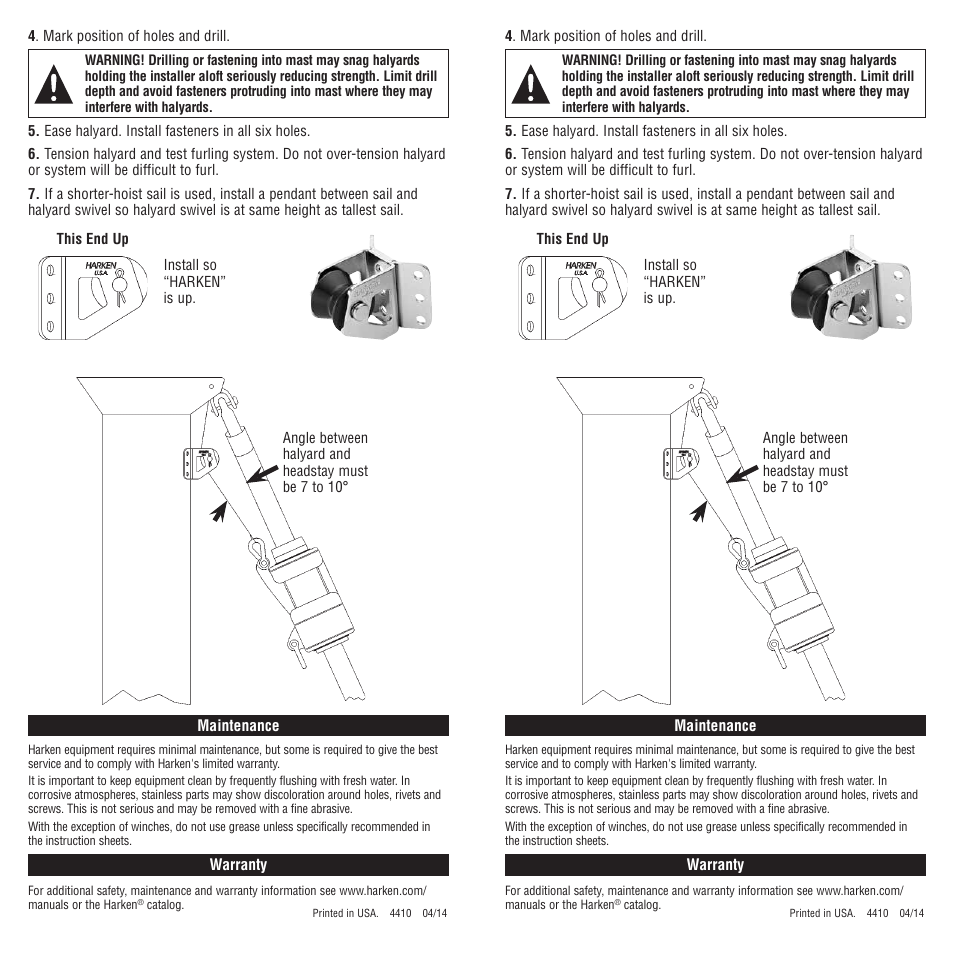 Harken 944 Halyard restrainer User Manual | Page 2 / 2