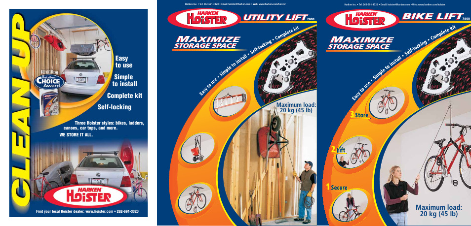 Harken 7800 1-Point Bike/Utility Lift - 45 lb User Manual | 2 pages
