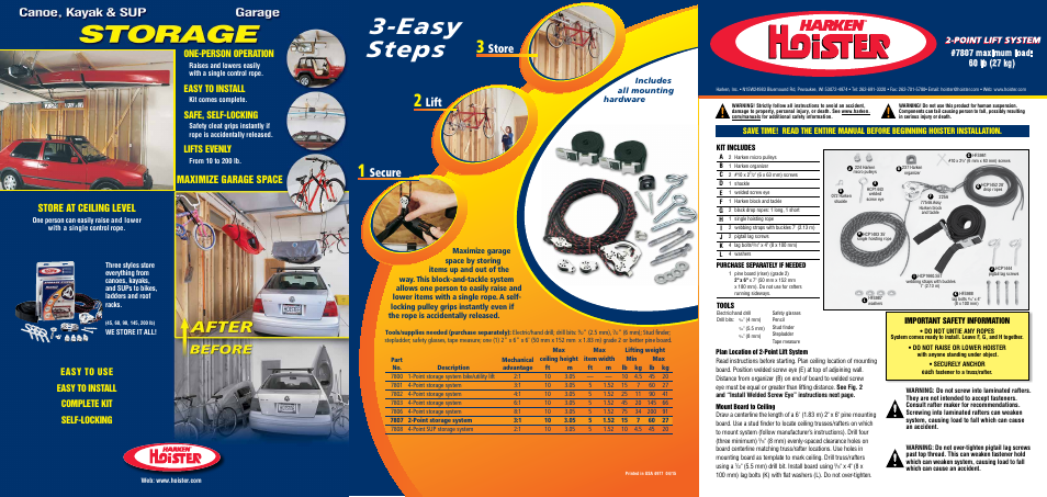 Harken 7807 2-Point Lift - 60 lb User Manual | 2 pages