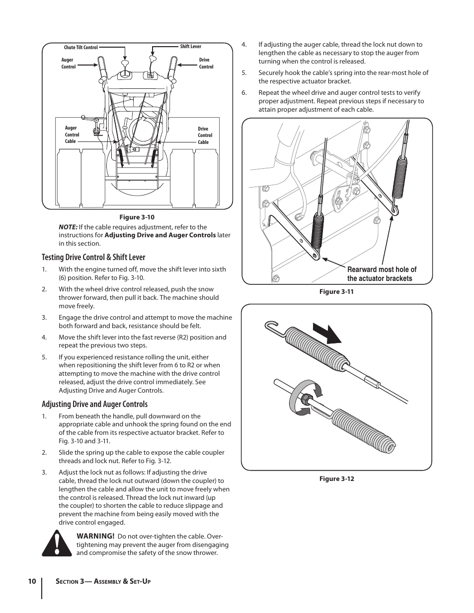 Testing drive control & shift lever, Adjusting drive and auger controls | Cub Cadet 945 SWE User Manual | Page 10 / 27