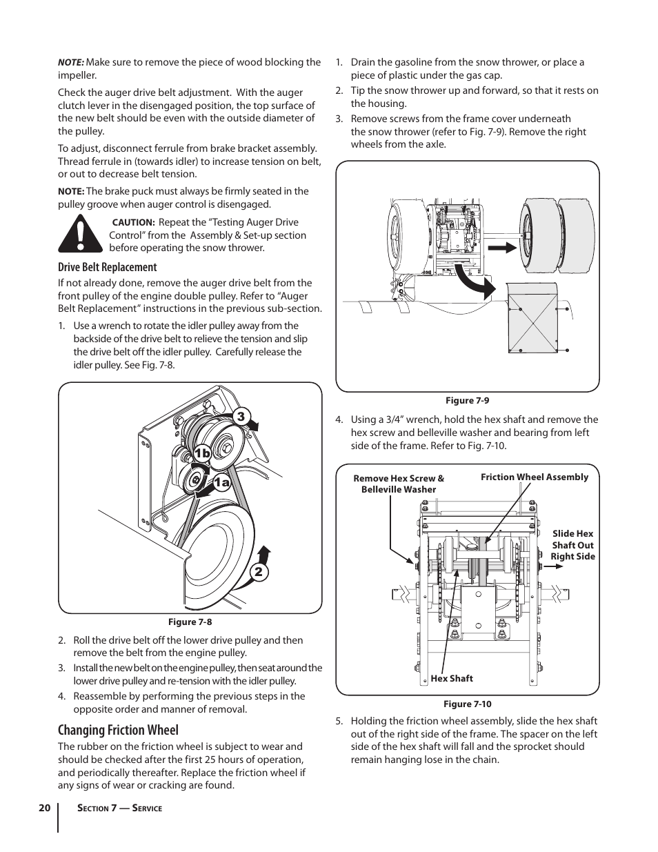 Changing friction wheel | Cub Cadet 945 SWE User Manual | Page 20 / 27