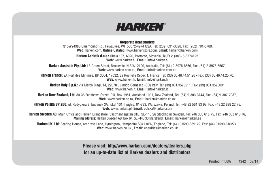 Harken HCI025110345BCC Integral Backstay Adjuster  User Manual | Page 8 / 8