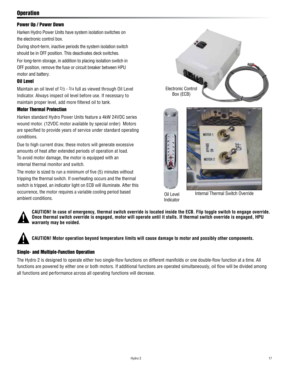 Operation | Harken HYDRO 2 Power Unit  User Manual | Page 17 / 32