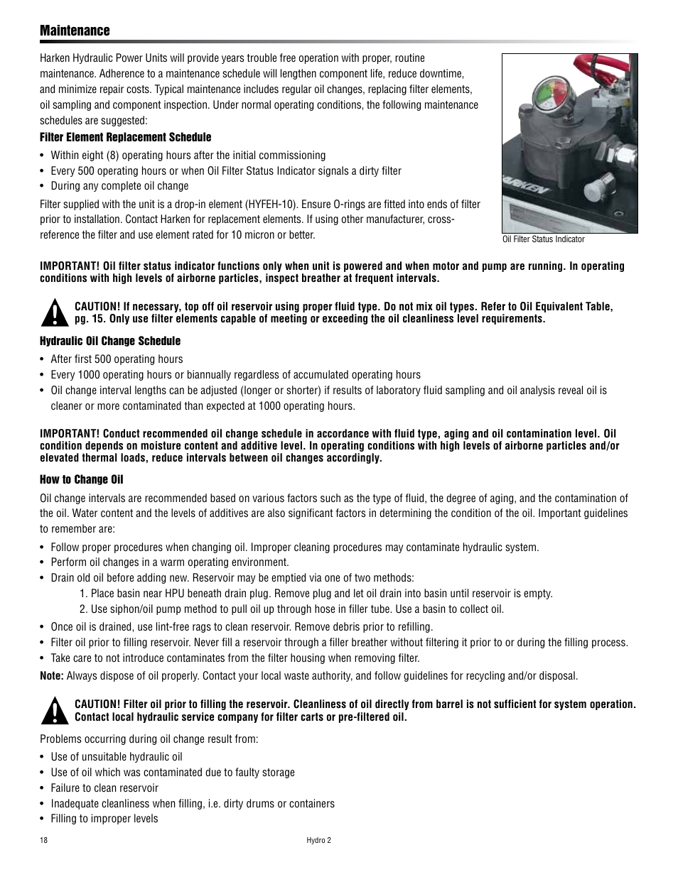 Maintenance | Harken HYDRO 2 Power Unit  User Manual | Page 18 / 32