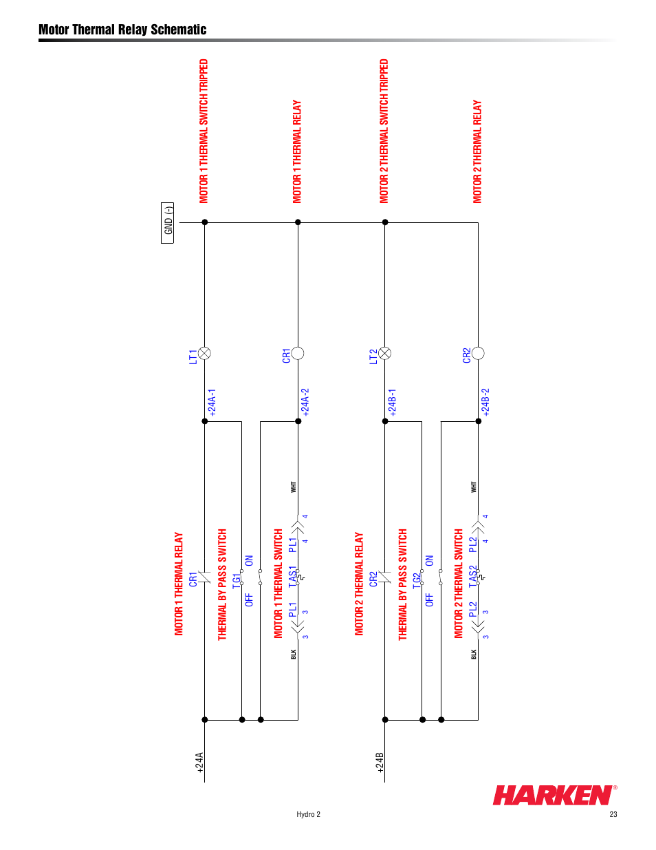 Motor thermal relay schematic | Harken HYDRO 2 Power Unit  User Manual | Page 23 / 32