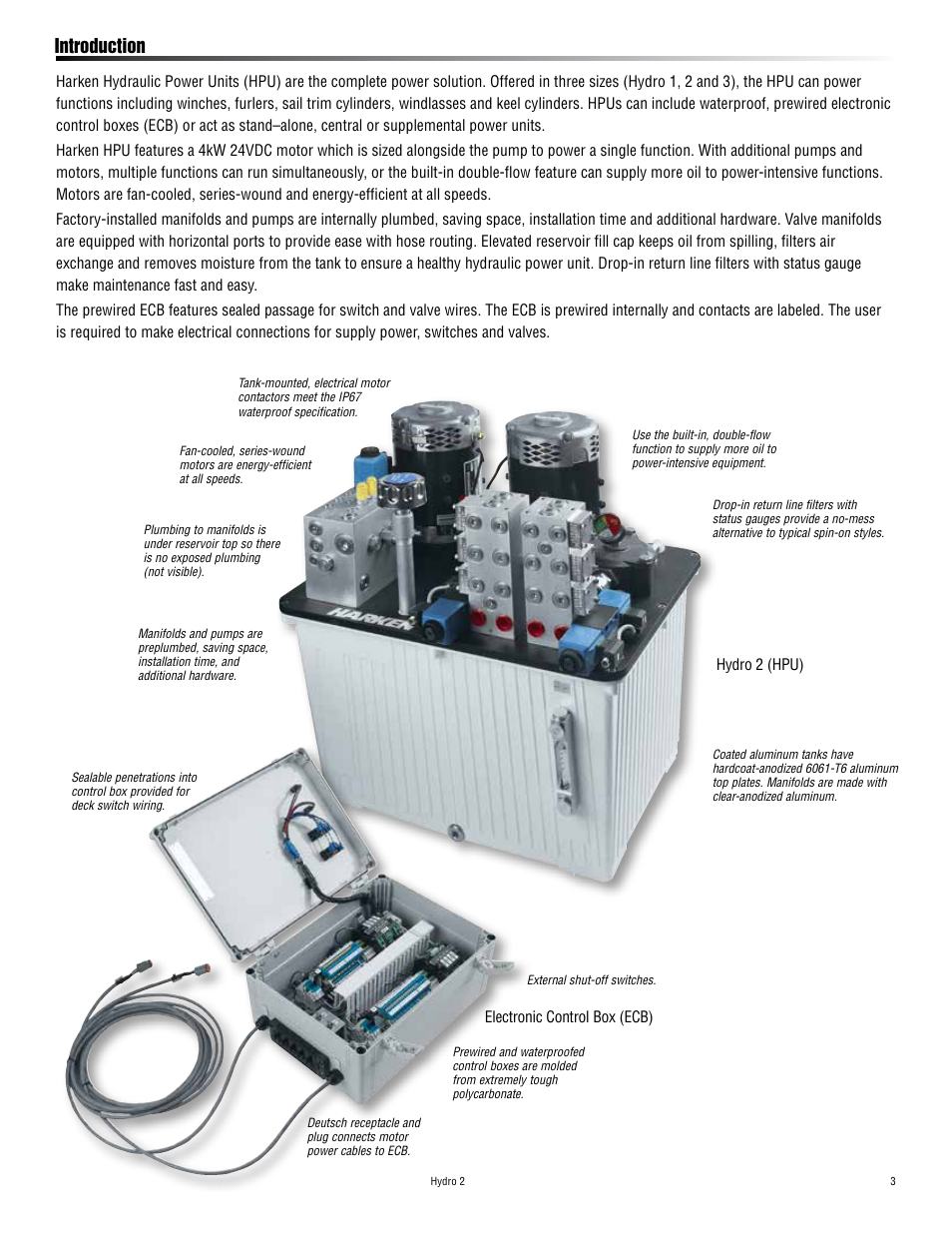 Introduction | Harken HYDRO 2 Power Unit  User Manual | Page 3 / 32