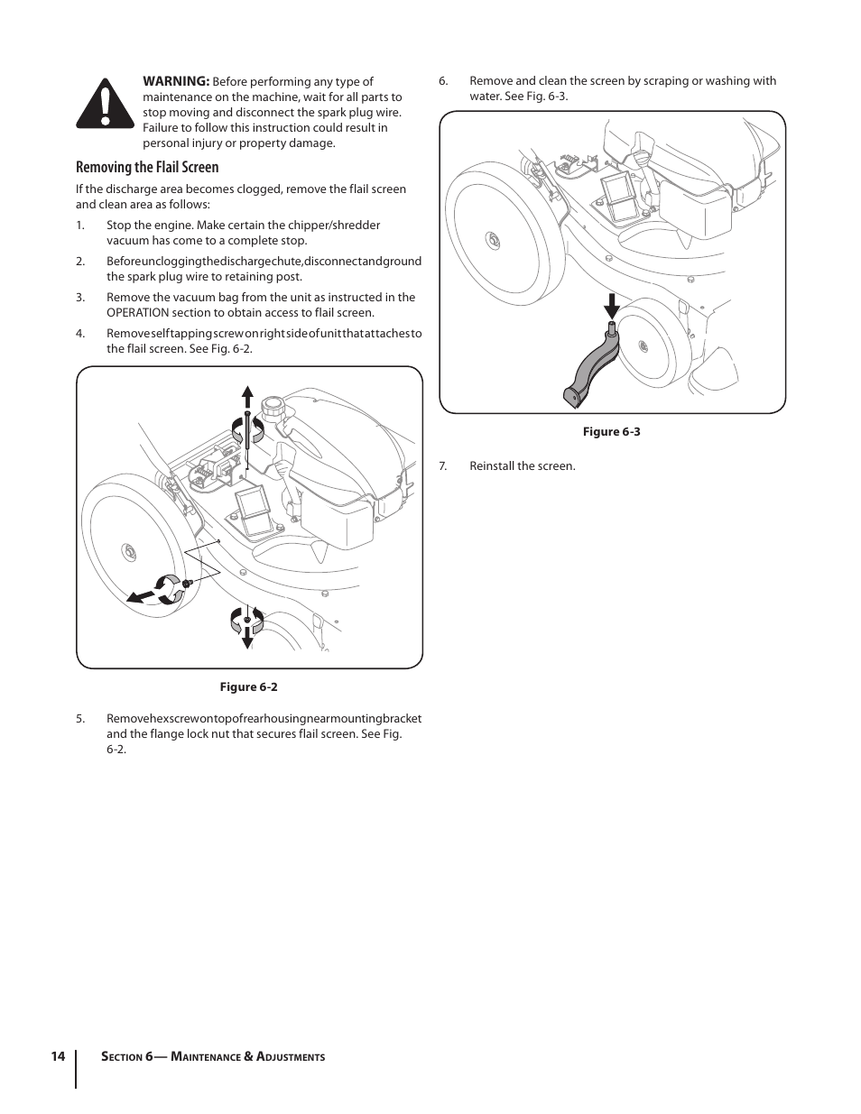 Removing the flail screen | Cub Cadet CSV 050 User Manual | Page 14 / 60