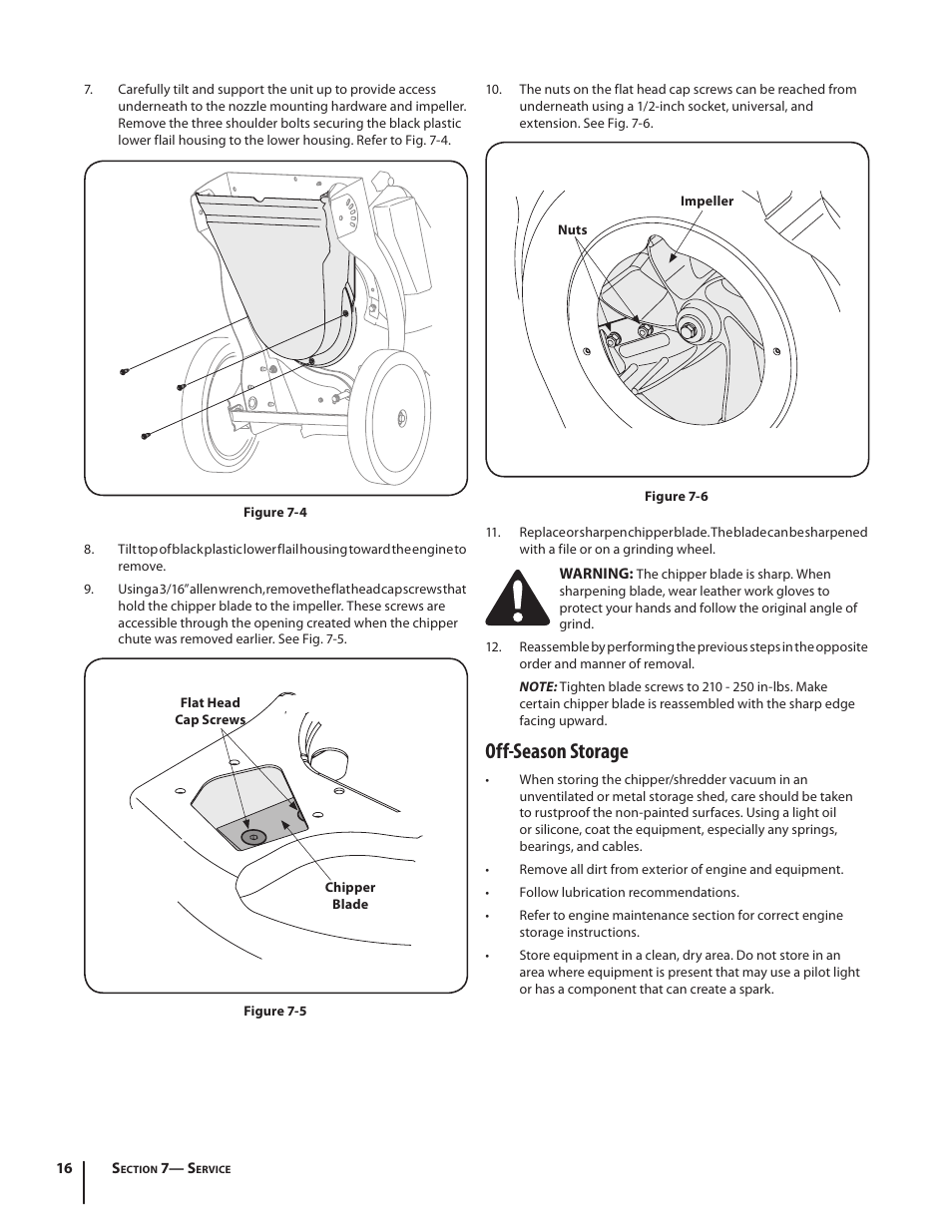 Off-season storage | Cub Cadet CSV 050 User Manual | Page 16 / 60