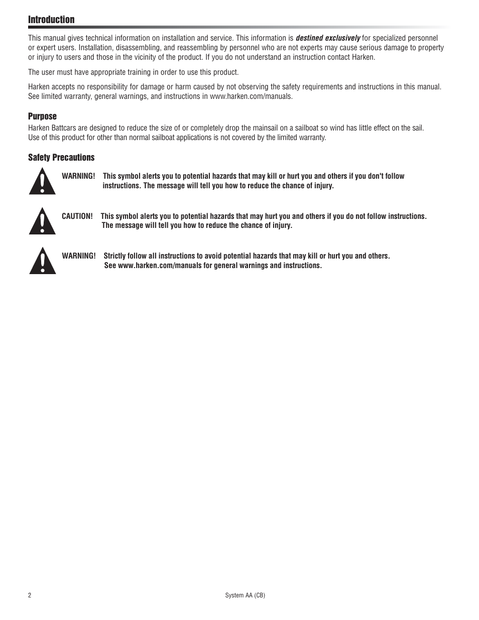 Harken 3813 System AA Battcar User Manual | Page 2 / 20