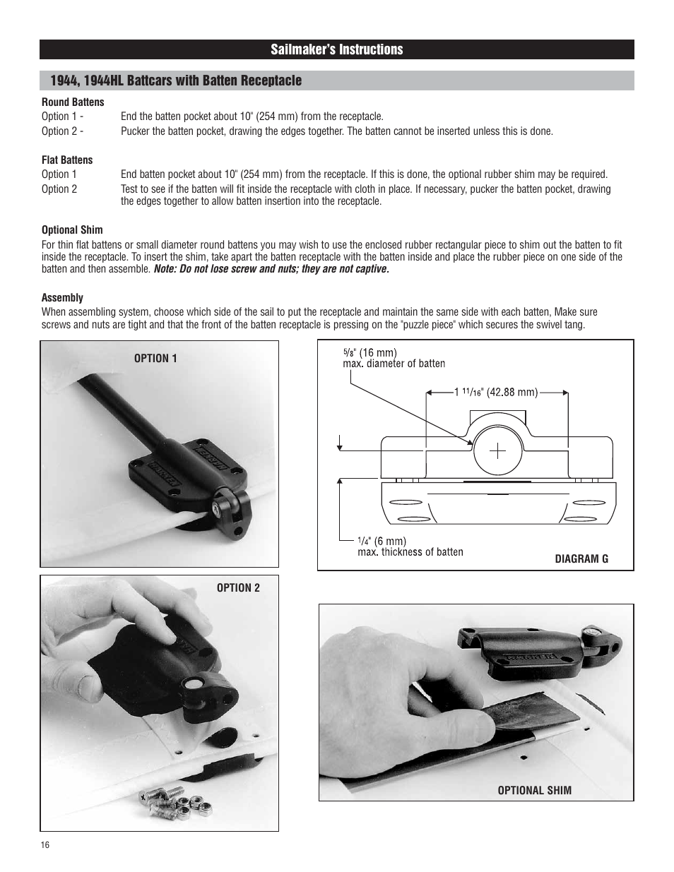 Harken 1807, 1807HL System A Battcars: built before 2005 User Manual | Page 16 / 20