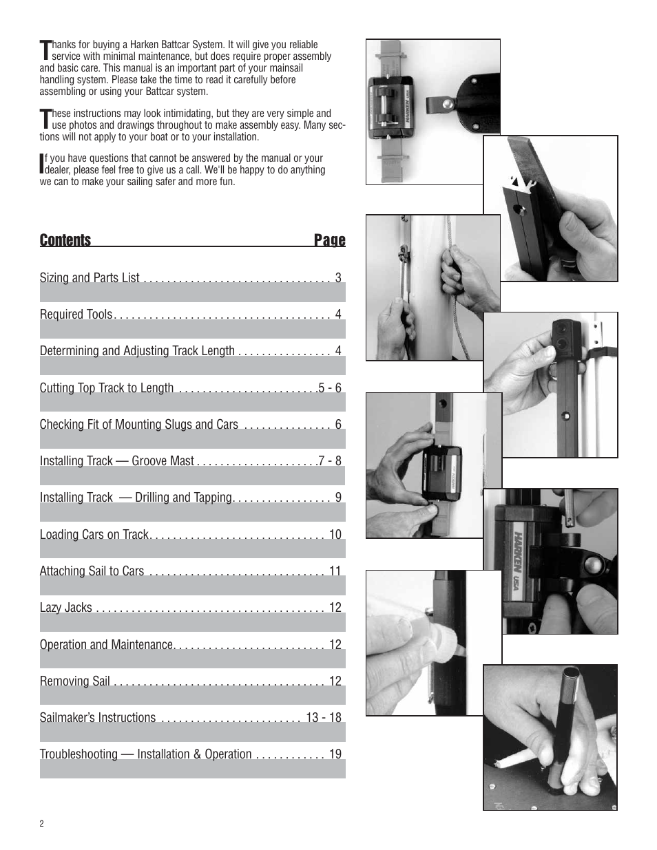 Harken 1807, 1807HL System A Battcars: built before 2005 User Manual | Page 2 / 20