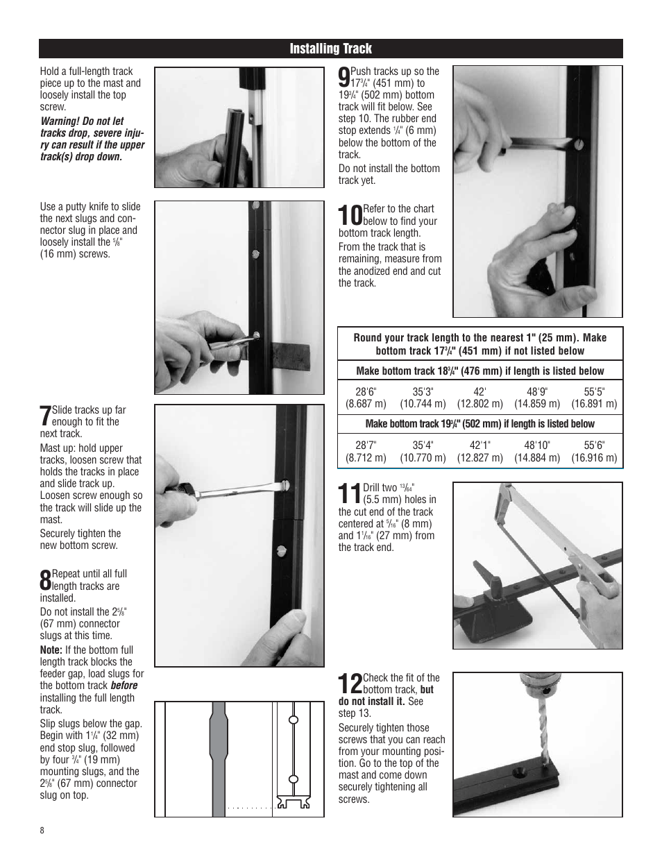 Installing track | Harken 1807, 1807HL System A Battcars: built before 2005 User Manual | Page 8 / 20