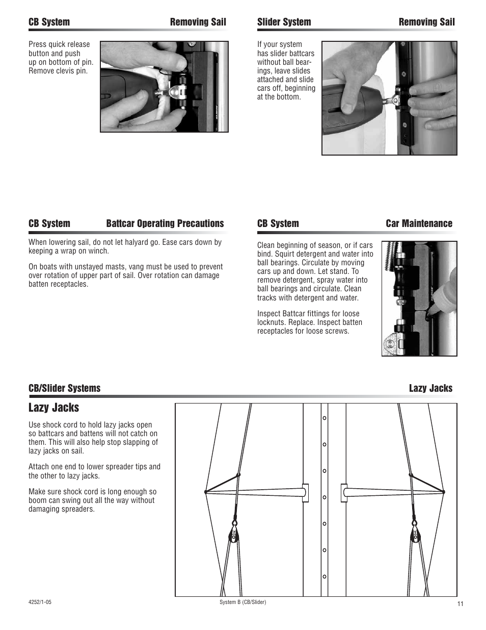 Lazy jacks | Harken 3838 System B CB & Slider Battcars: built 2005-2006 User Manual | Page 11 / 16